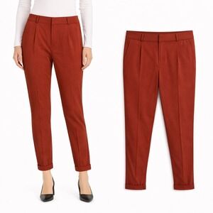 Nine West Rust Red Pintuck Ankle Tapered Trousers Size Medium RN73277